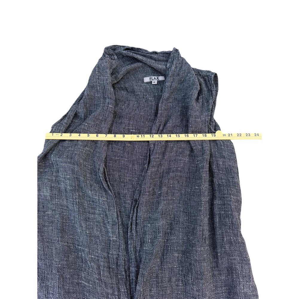 Flax Long Sleeveless Cardigan - 100% Linen - Black - Size Medium - Picture 5 of 7